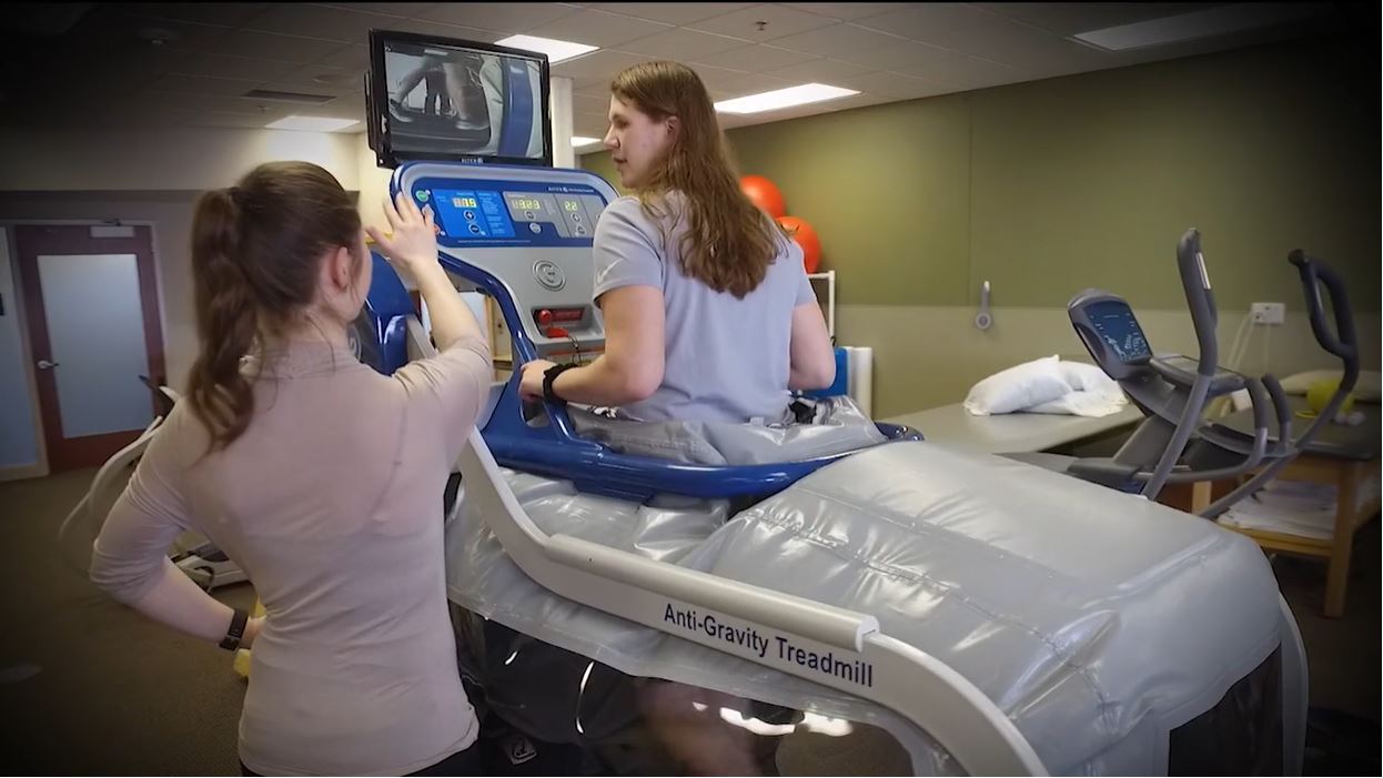 Jamestown Regional Medical Center woman running in anti gravity treadmill