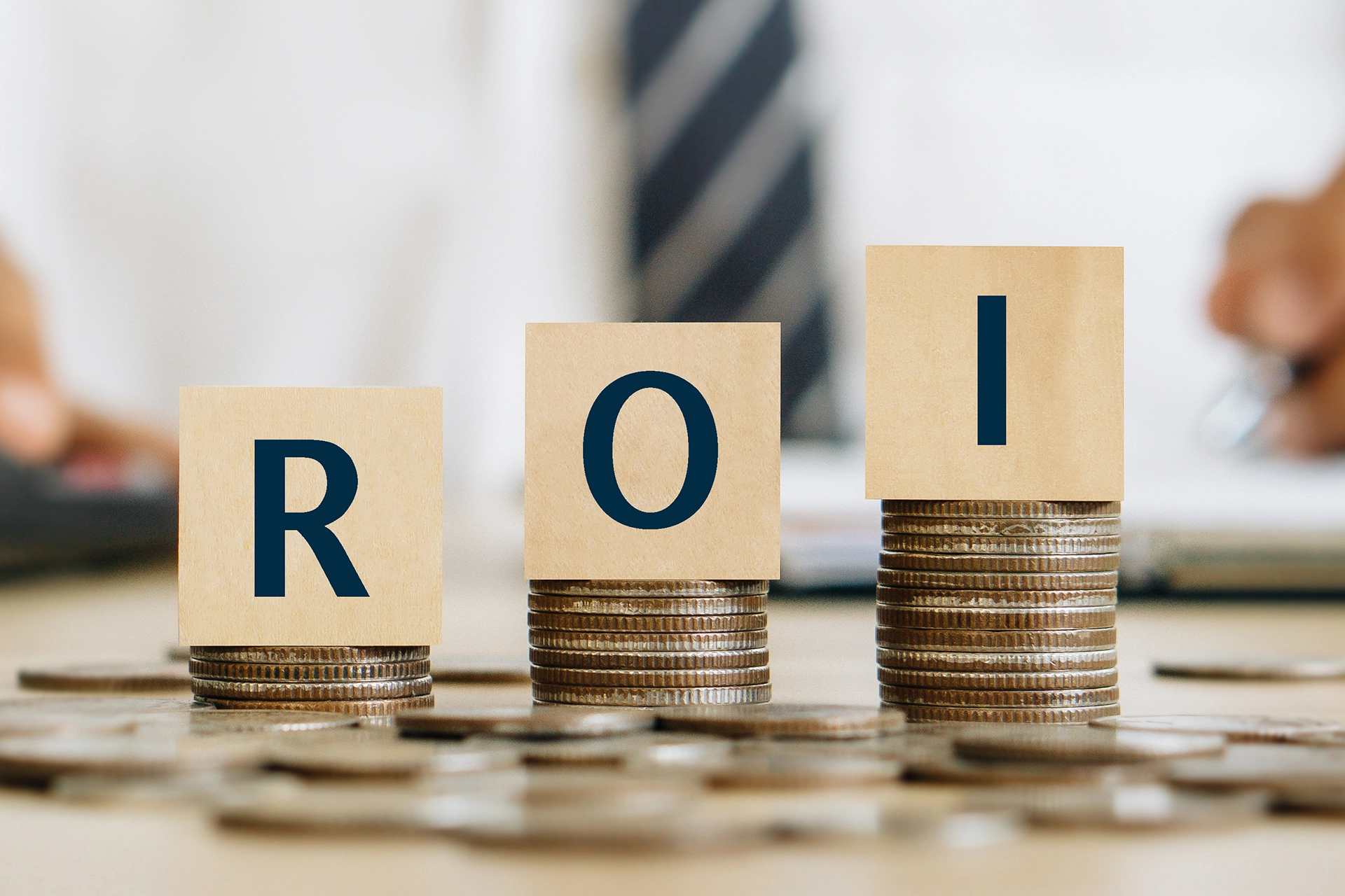 Return on Investment Concept with ROI blocks